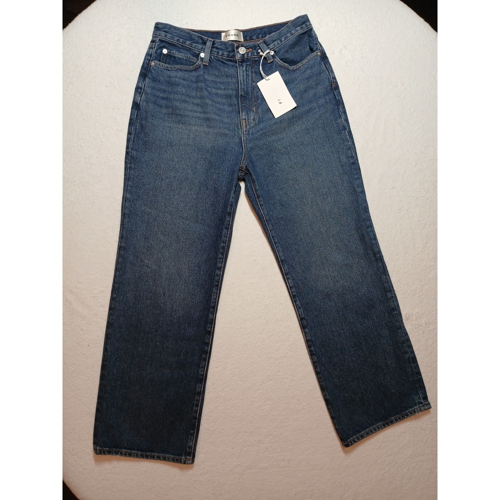 NWT FRAME Le Jane Crop High Rise Straight Leg Jeans Blue Denim Women's Sz 29